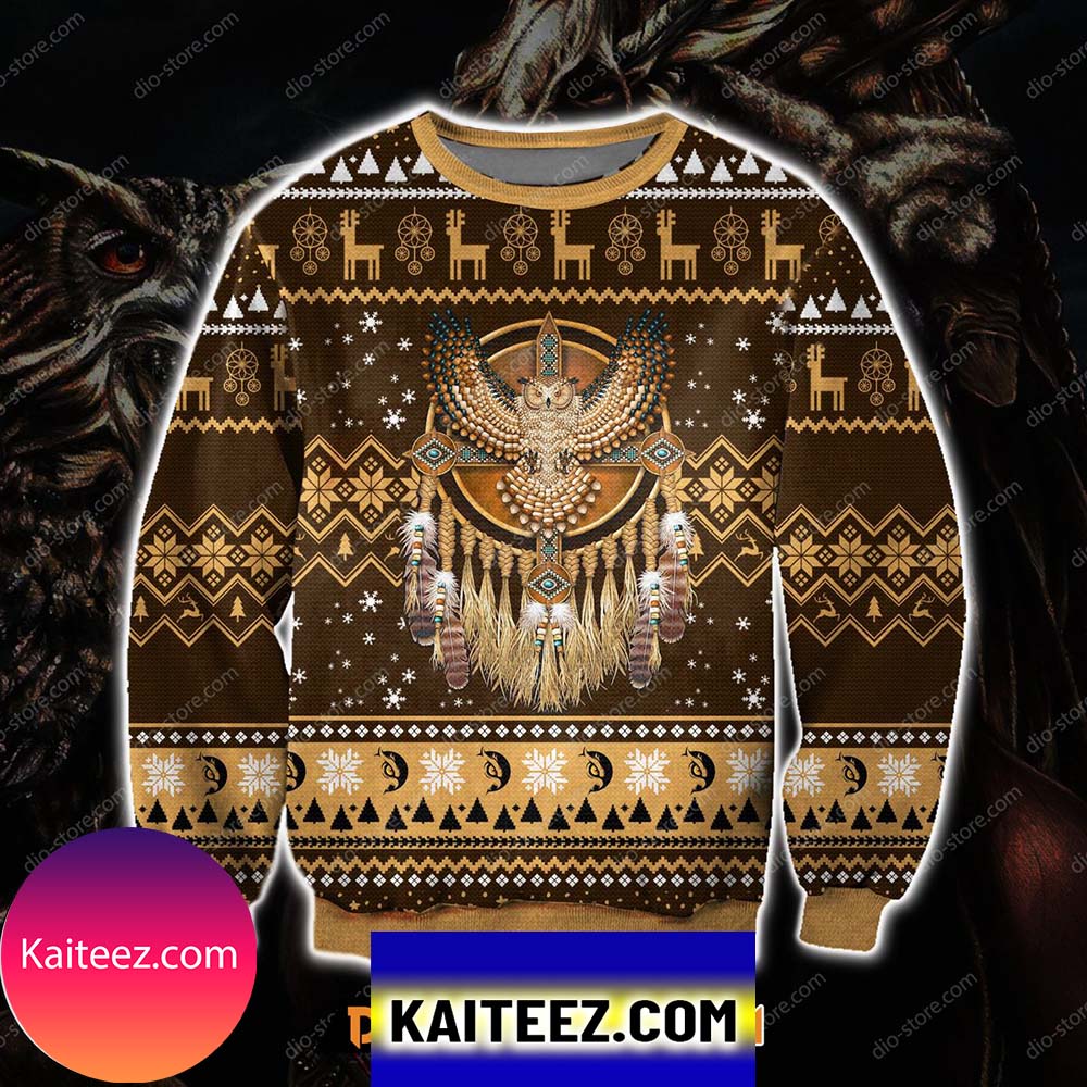 Native American Owl 3d Print Knitting Pattern Christmas Ugly Sweater