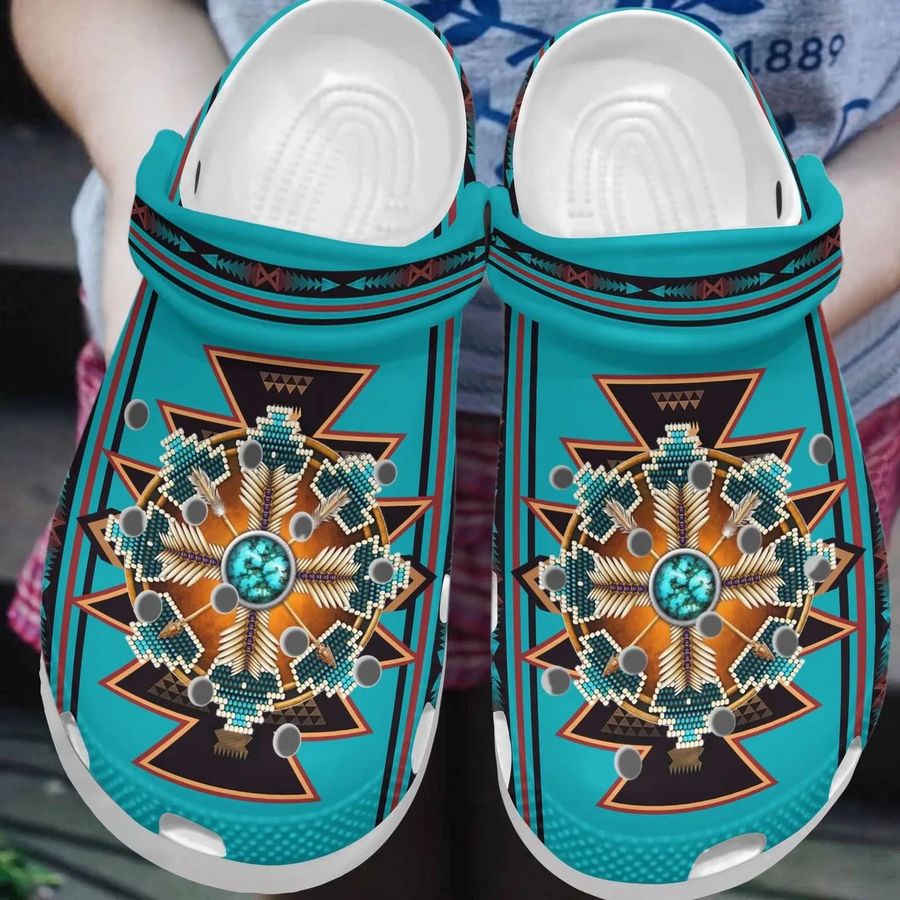 Native American Personalized Clog Custom Crocs Comfortablefashion Style Comfortable For Women Men Kid Print 3D Blue Background