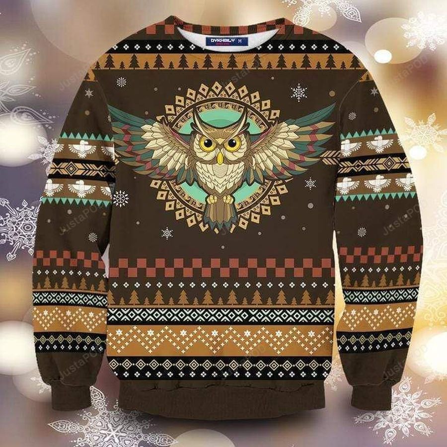 Native Owl Ugly Christmas Sweater All Over Print Sweatshirt Ugly
