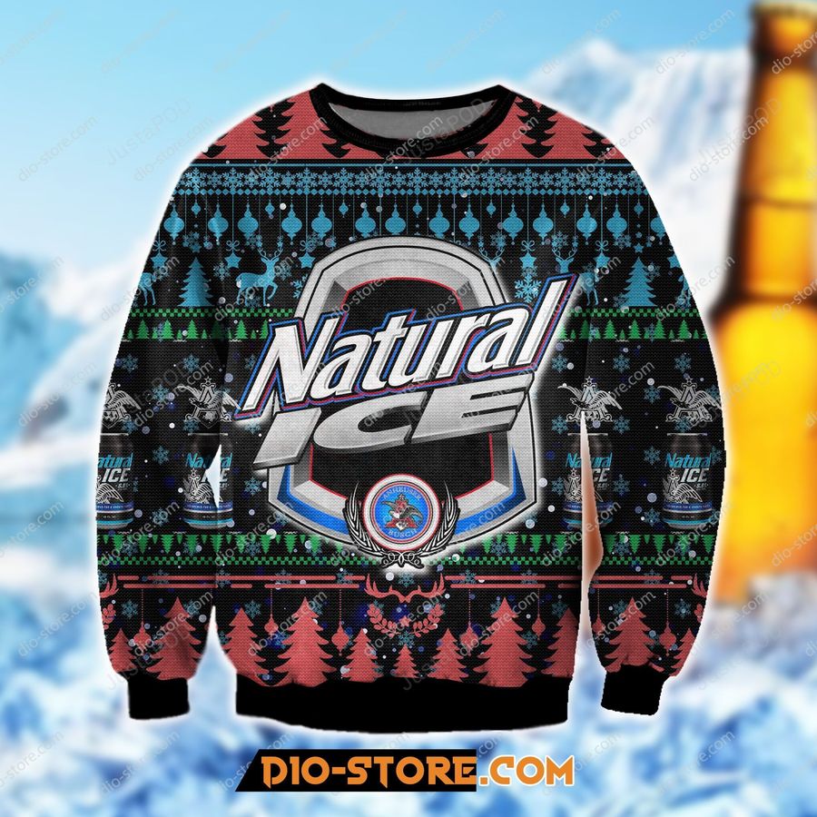 Natural Ice Beer Knitting Pattern Ugly Christmas Sweater All Over
