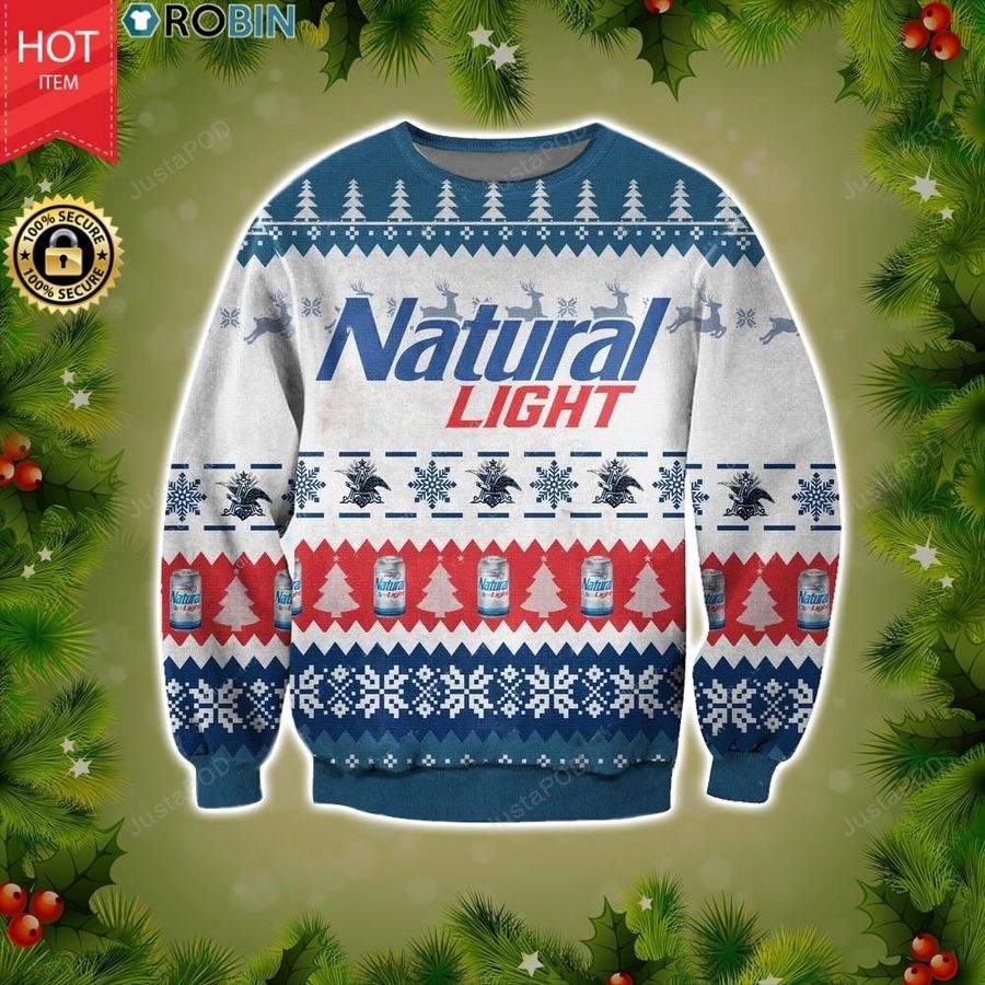 Natural Light Ugly Christmas Sweater, All Over Print Sweatshirt, Ugly Sweater, Christmas Sweaters, Hoodie, Sweater