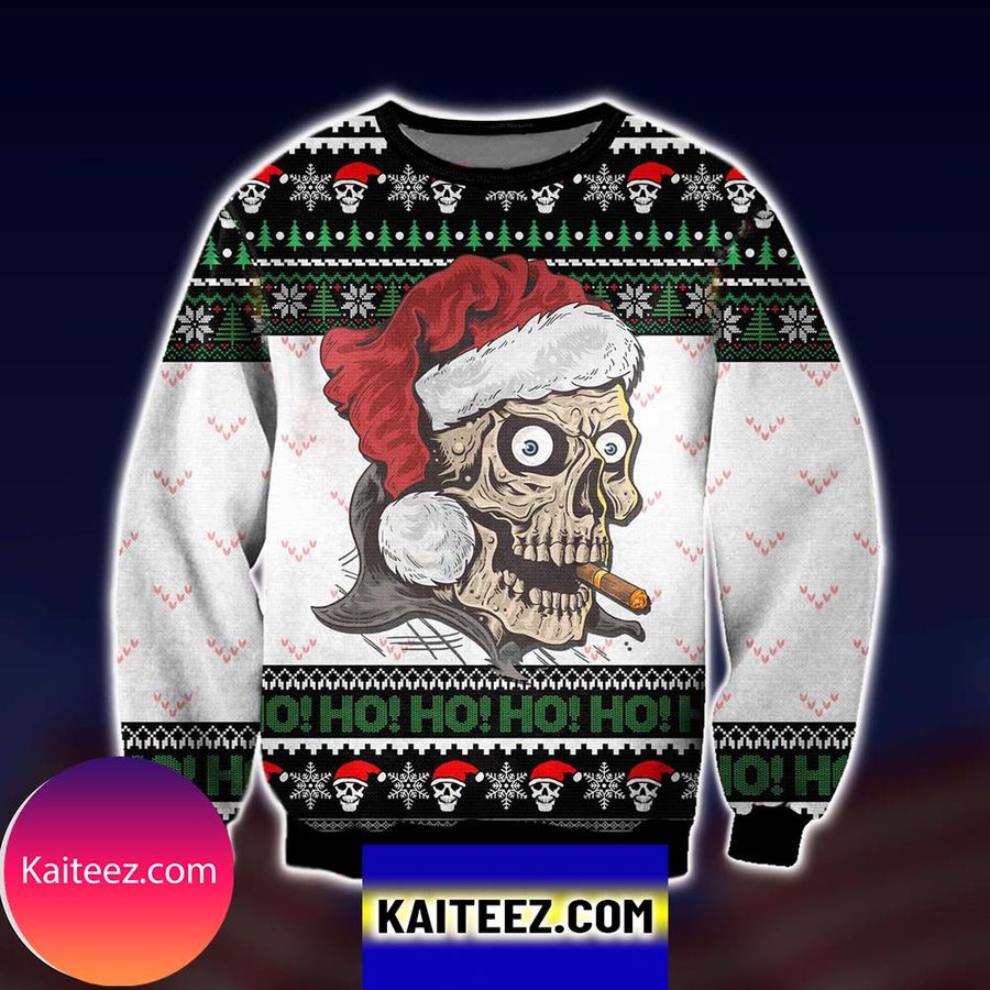 Naughty Skull Ho Ho Ho Christmas Ugly Sweater