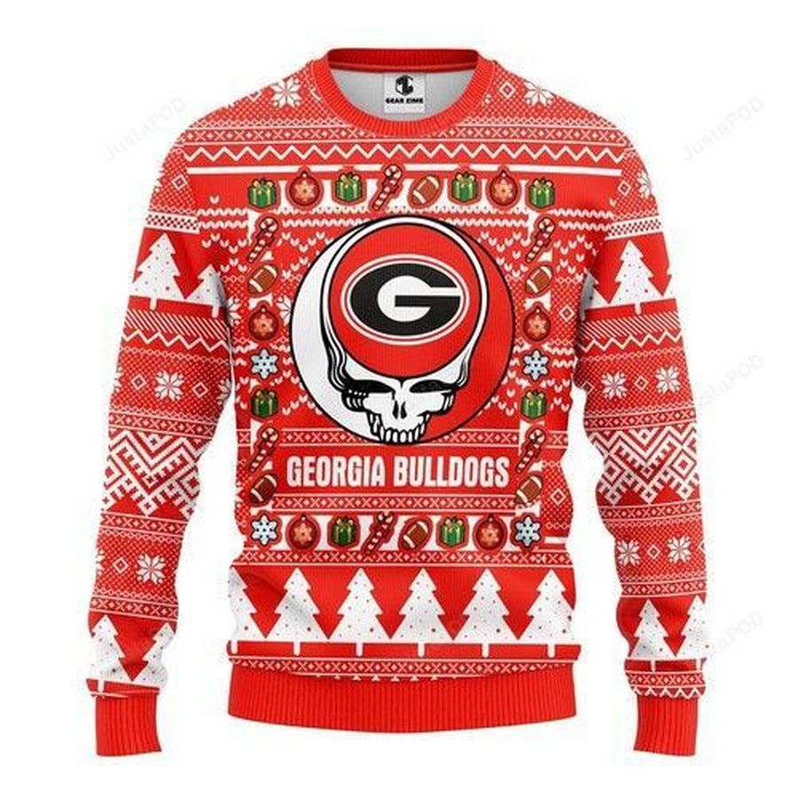 Ncaa Georgia Bulldogs Grateful Dead Ugly Christmas Sweater All Over