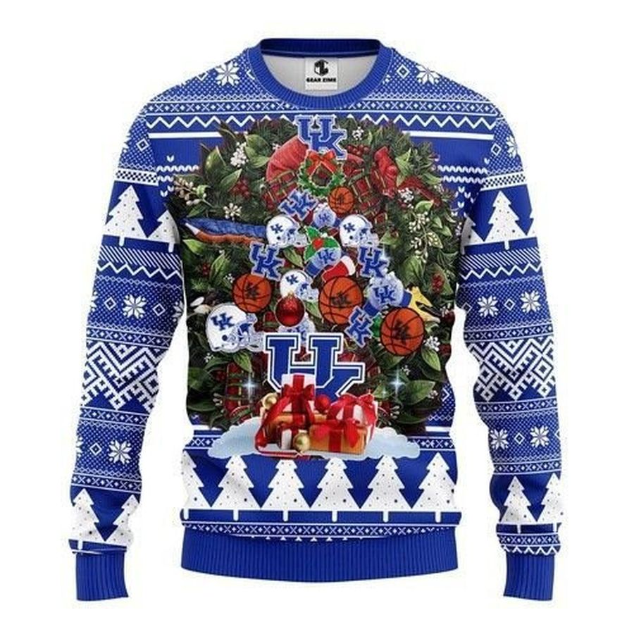 Ncaa Kentucky Wildcats Tree Christmas Ugly Christmas Sweater All Over