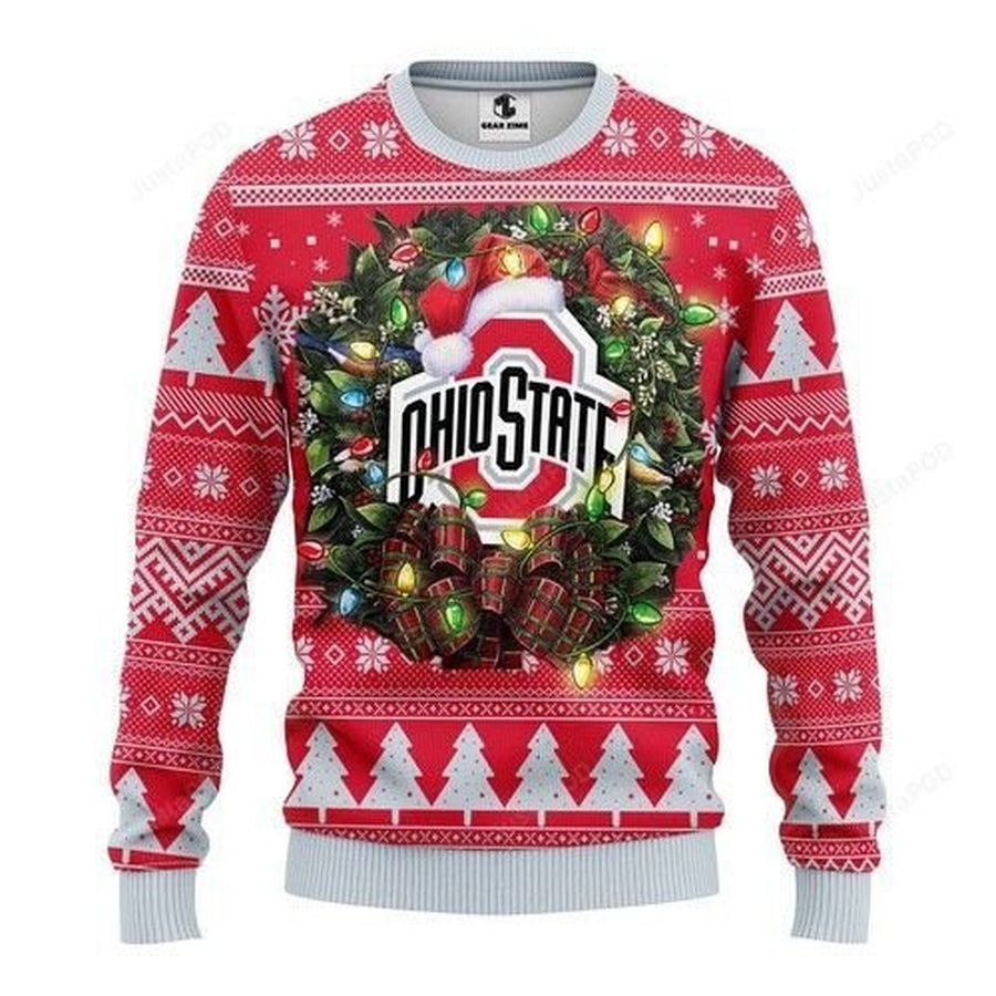 Ncaa Ohio State Buckeyes Logo Light Ugly Christmas Sweater All