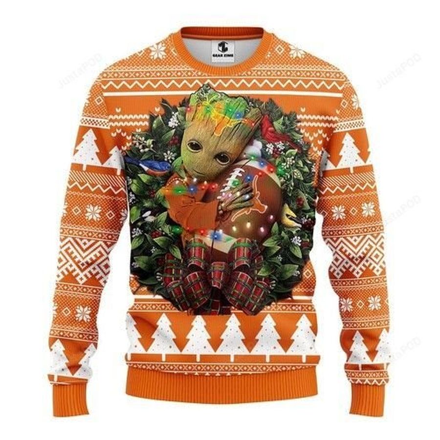 Ncaa Texas Longhorns Groot Hug Ugly Christmas Sweater, All Over Print Sweatshirt, Ugly Sweater, Christmas Sweaters, Hoodie, Sweater