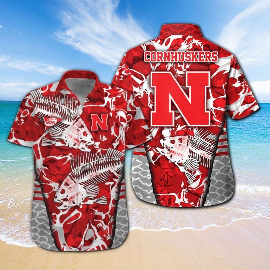 Nebraska Cornhuskers Fishing Short Sleeve Button Up Tropical Aloha Hawaiian Shirts For Men Women