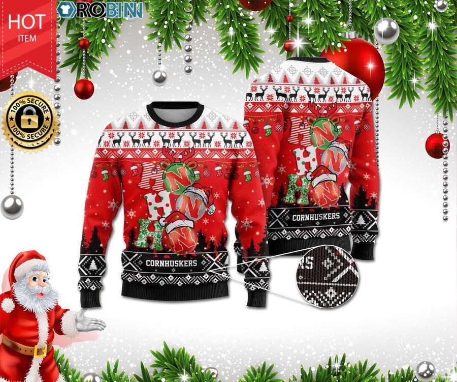 Nebraska Cornhuskers Ho Ho Ho 3D Print Christmas Wool Sweater