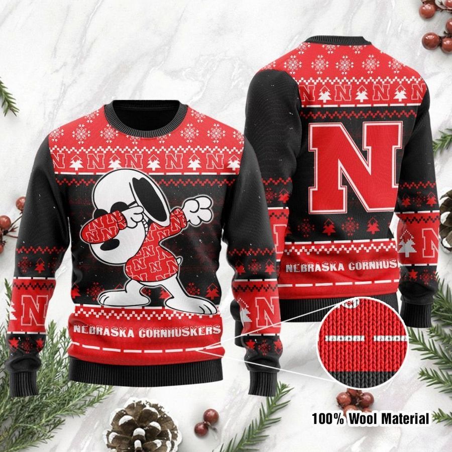 Nebraska Cornhuskers Snoopy Dabbing Ugly Christmas Sweater Ugly Sweater Christmas