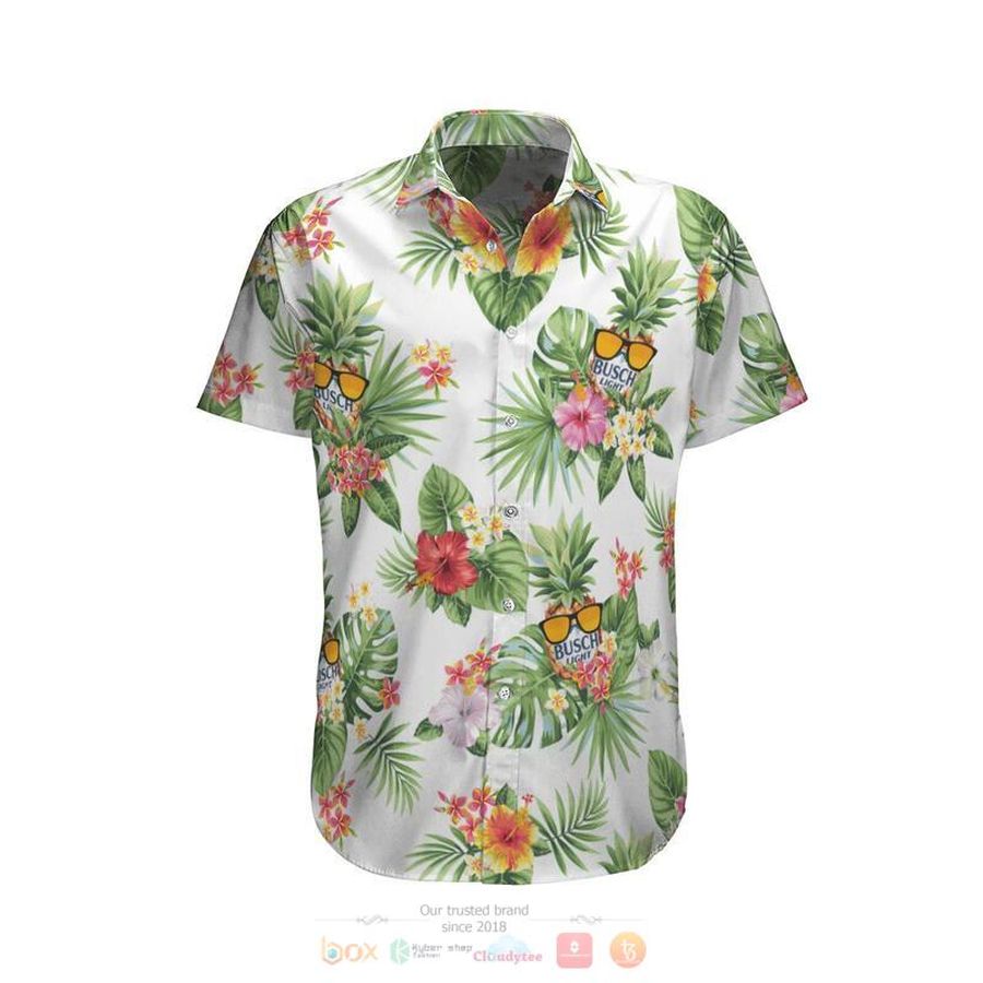 New Beer Busch Light Hibiscus Flower Hawaiian Shirt