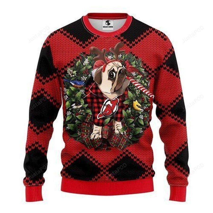 New Jersey Devils Pug Dog For Unisex Ugly Christmas Sweater, All Over Print Sweatshirt, Ugly Sweater, Christmas Sweaters, Hoodie, Sweater