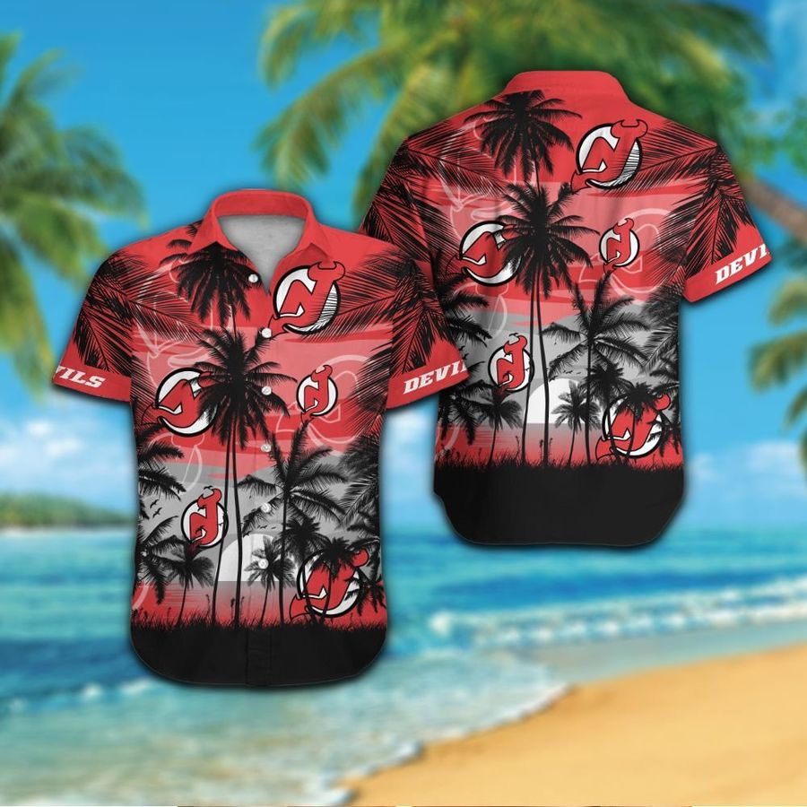 New Jersey Devils Short Sleeve Button Up Tropical Aloha Hawaiian Shirts For Men Women Shirt