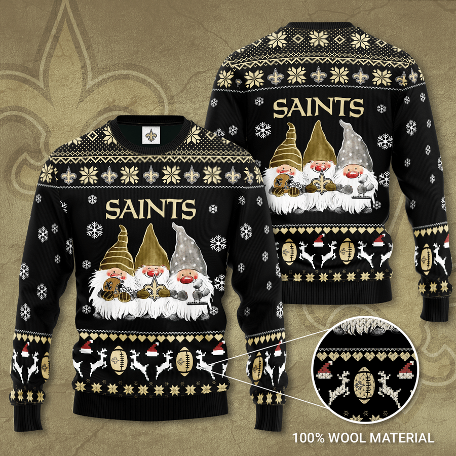 New Orleans Saints Gnome de Noel Christmas Ugly Sweater.png