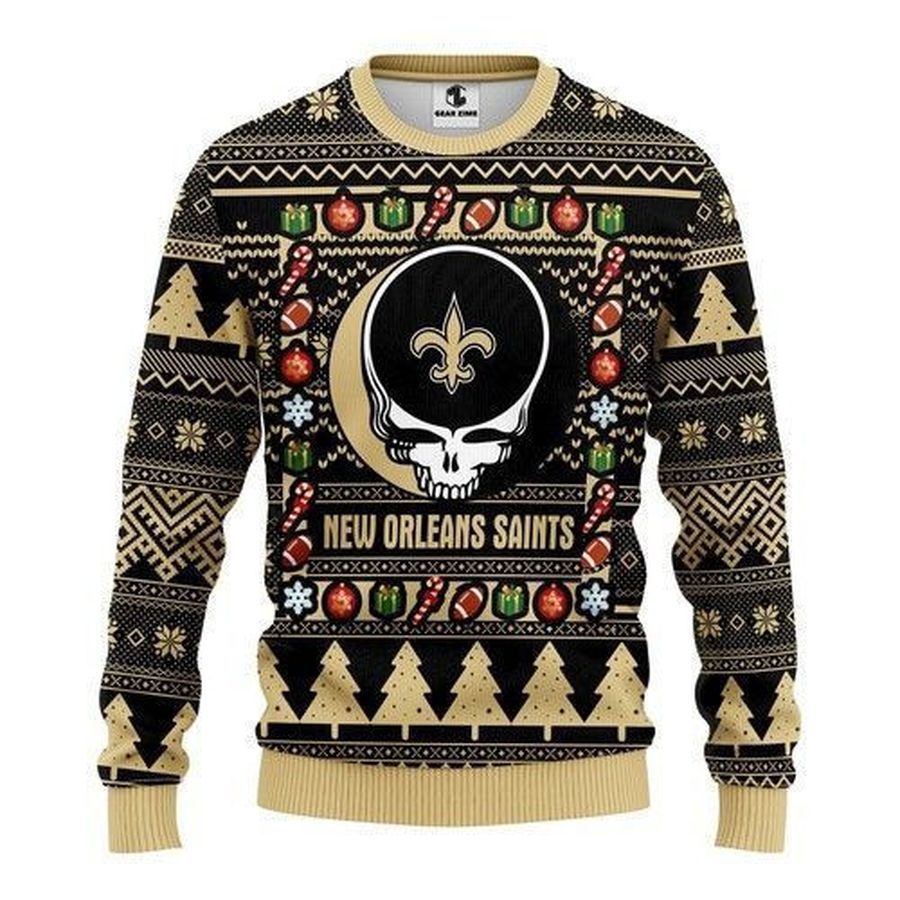 New Orleans Saints Grateful Dead Ugly Christmas Sweater All Over