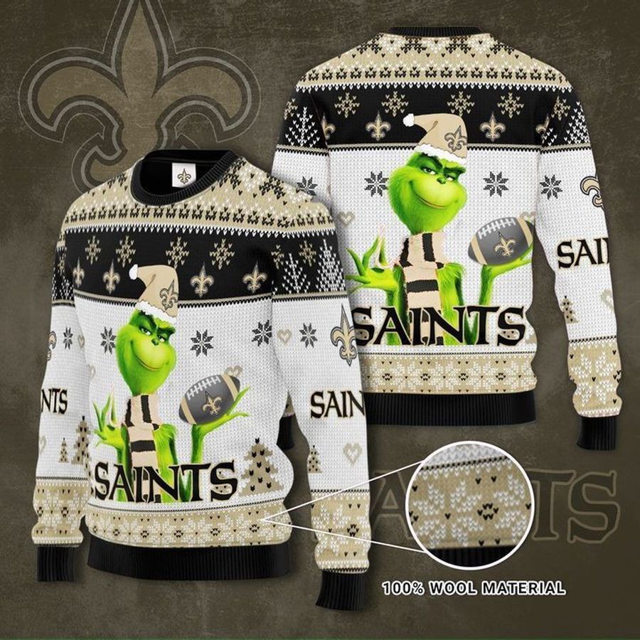 New Orleans Saints Grinch Ugly Christmas Sweater All Over Print
