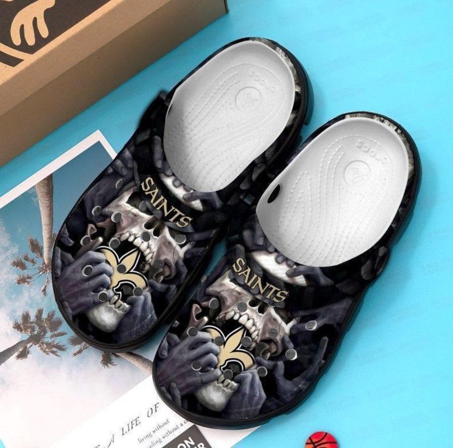 New Orleans Saints Skull Crocs Crocband Clog Comfortable Water Shoes