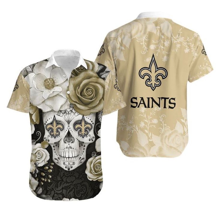 New Orleans Saints Skull Gift For Fan Hawaiian Graphic Print Short Sleeve Hawaiian Shirt