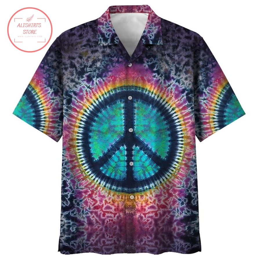 New Peace Sign Clipart Psychedelic Cool Hippie Hawaiian Shirt
