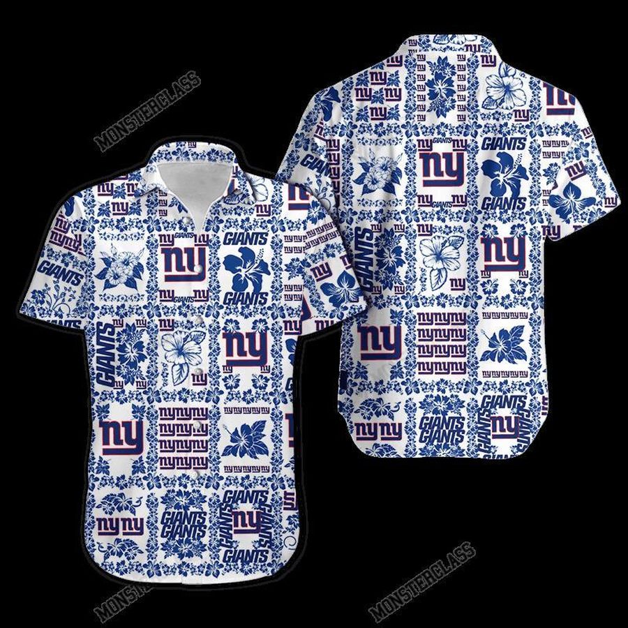 New York Giants Hibiscus Hawaiian Shirt Short