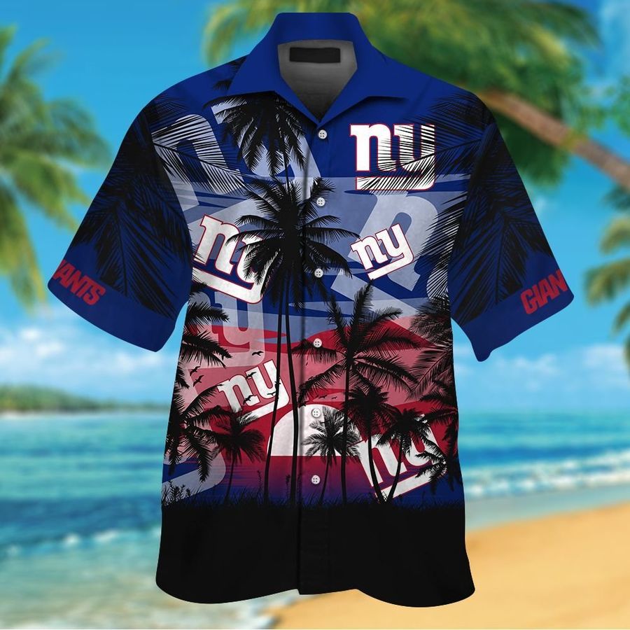 New York Giants Short Sleeve Button Up Tropical Aloha Hawaiian Shirts For Men Women Shirt