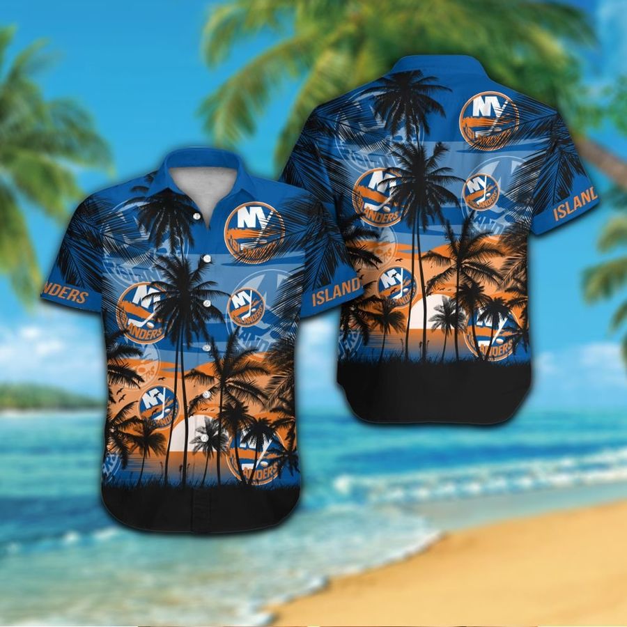 New York Islanders Short Sleeve Button Up Tropical Aloha Hawaiian Shirts For Men Women Shirt