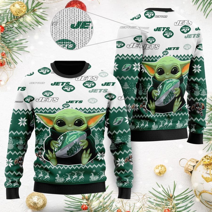 New York Jets Baby Yoda Ugly Christmas Sweater Ugly Sweater