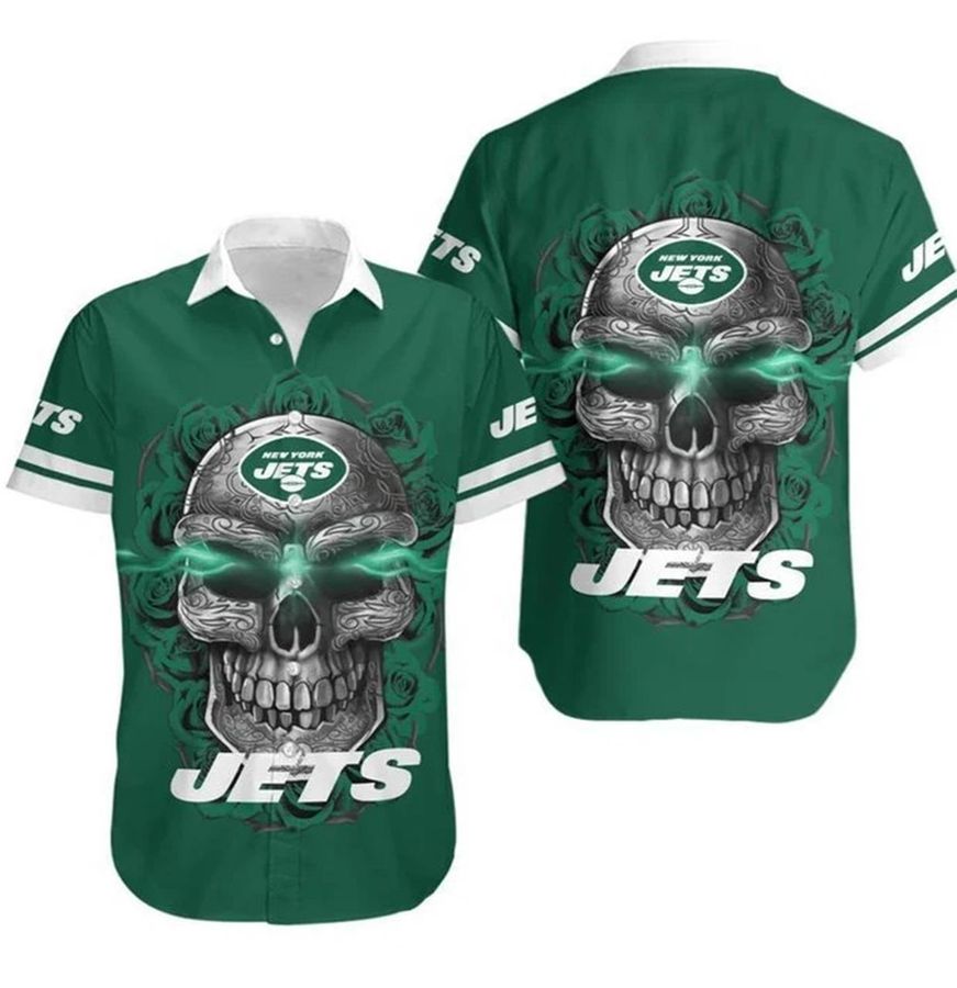 New York Jets Sugar Skull Hawaiian Shirt