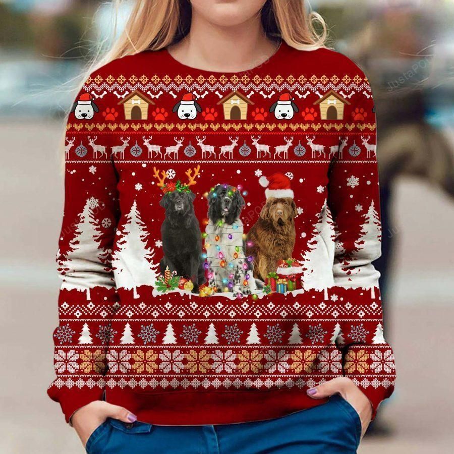 Newfoundland Dog Ugly Christmas Sweater All Over Print Sweatshirt Ugly