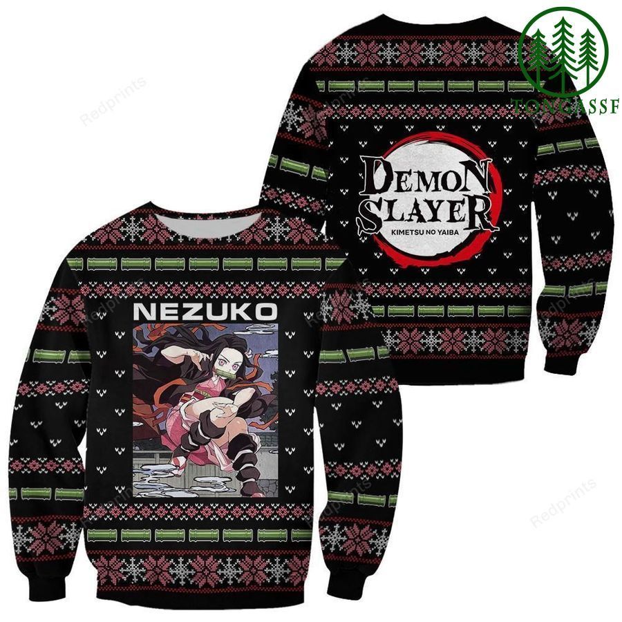Nezuko Kamado Ugly Christmas Sweater and Hoodie Demon Slayer Anime Custom Clothes