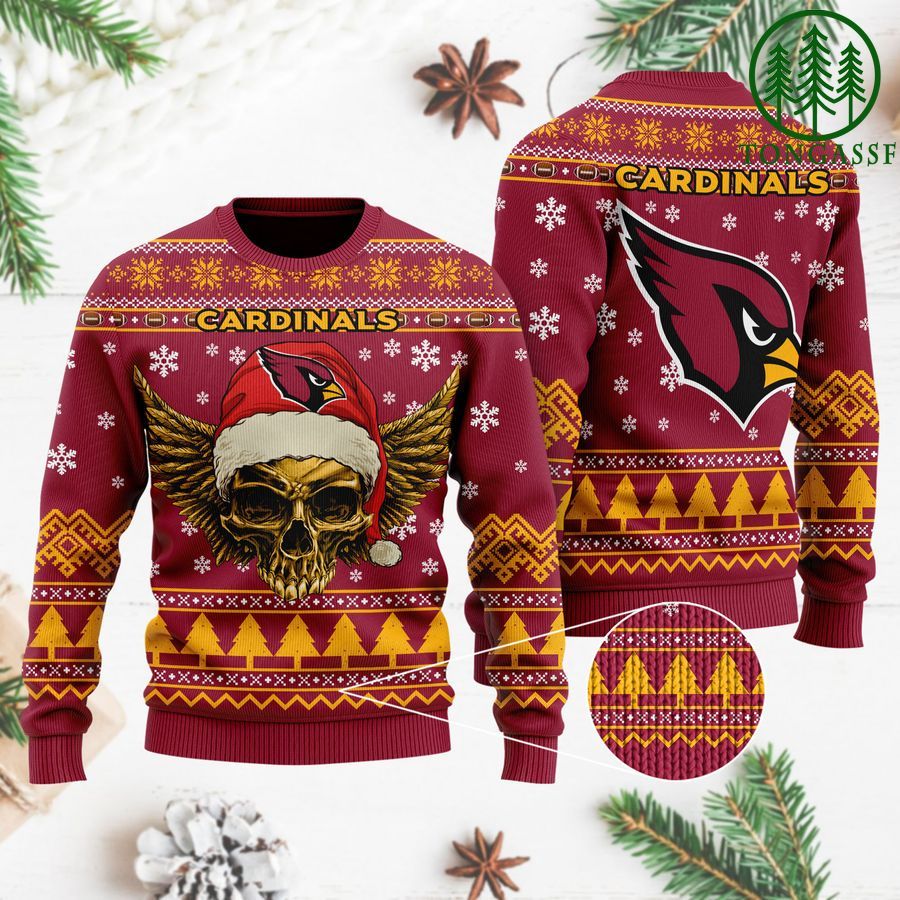 NFL Arizona Cardinals Golden Skull Christmas Ugly Sweater