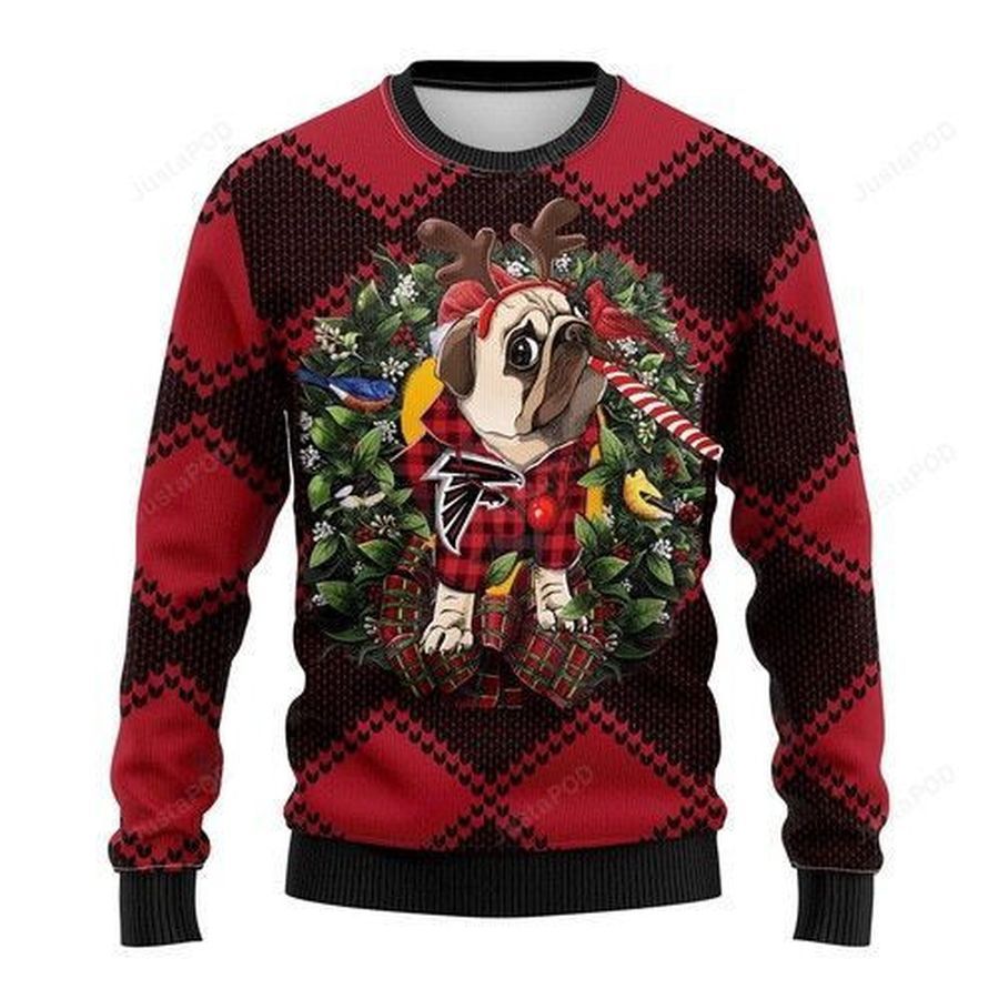 Nfl Atlanta Falcons Pug Dog Ugly Christmas Sweater All Over