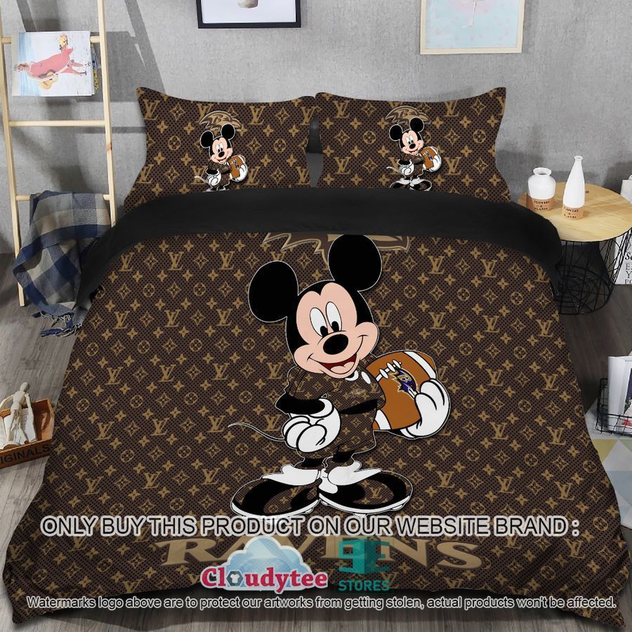 NFL Baltimore Ravens Mickey Louis Vuitton Brown Bedding Set – LIMITED EDITION