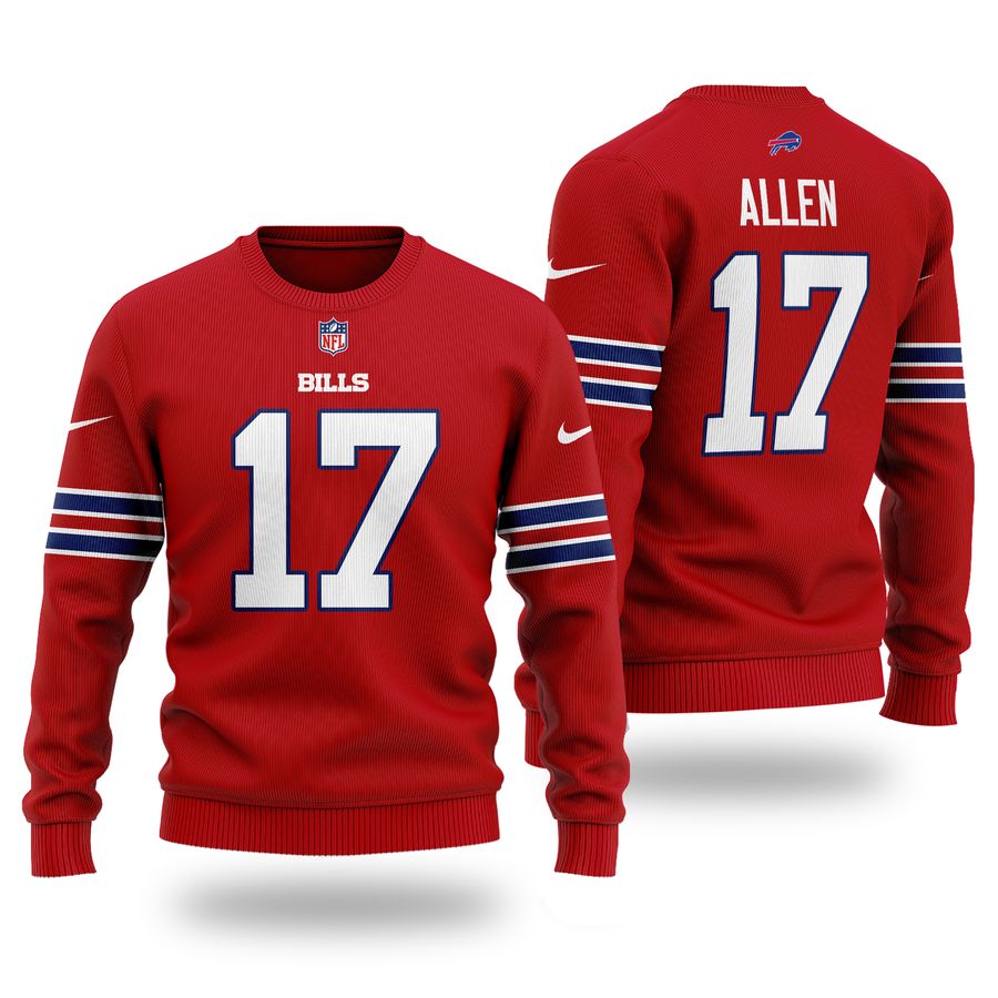 NFL BUFFALO BILLS Josh Allen 17 red Sweater