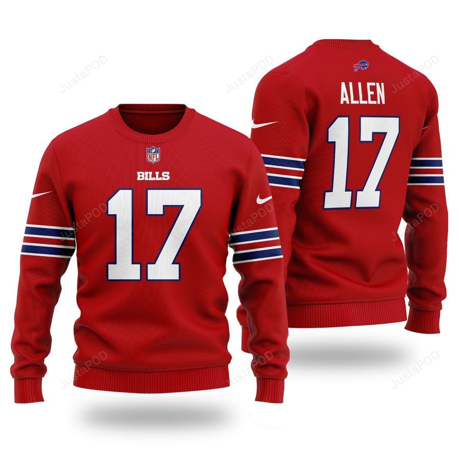 Nfl Buffalo Bills Josh Allen 17 Ugly Christmas Sweater All