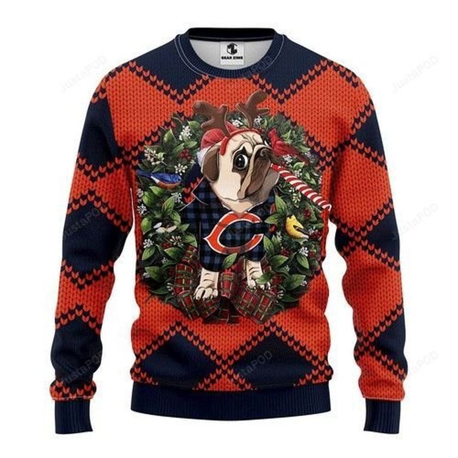 Nfl Chicago Bears Pug Dog Ugly Christmas Sweater All Over