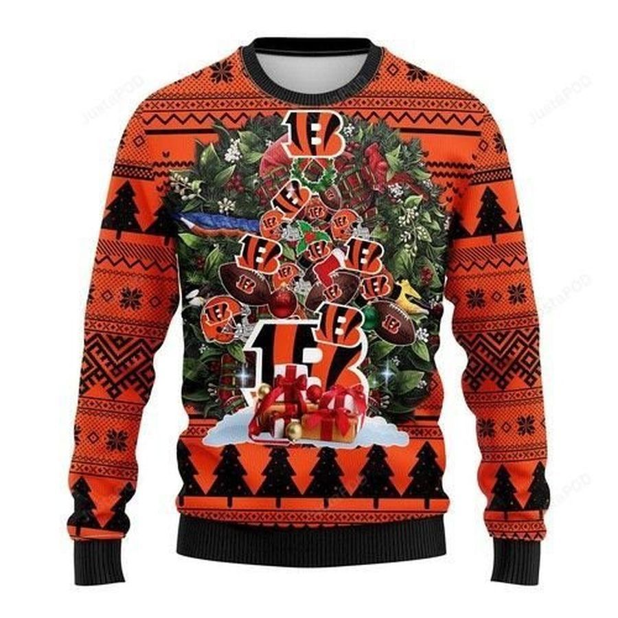 Nfl Cincinnati Bengals Tree Christmas Ugly Christmas Sweater All Over