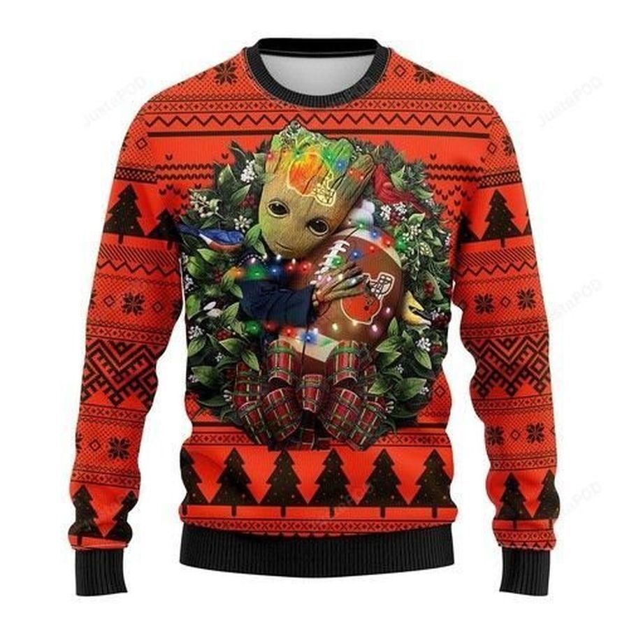 Nfl Cleveland Browns Groot Hug Ugly Christmas Sweater All Over