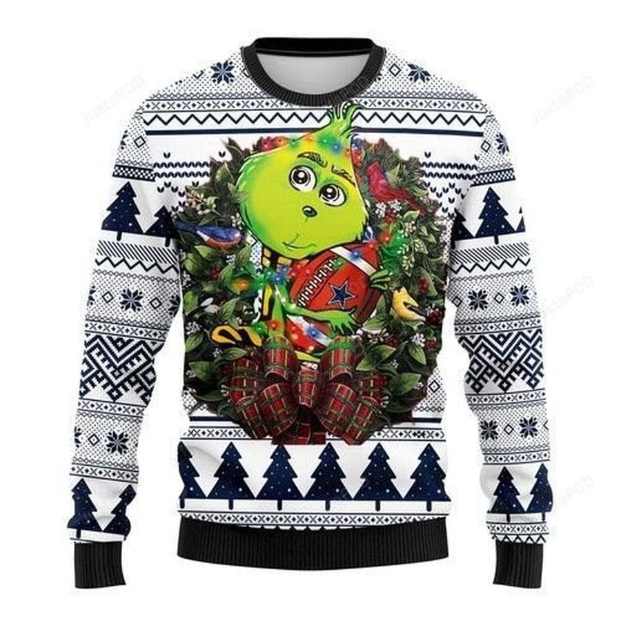 Nfl Dallas Cowboys Grinch Hug Ugly Christmas Sweater All Over