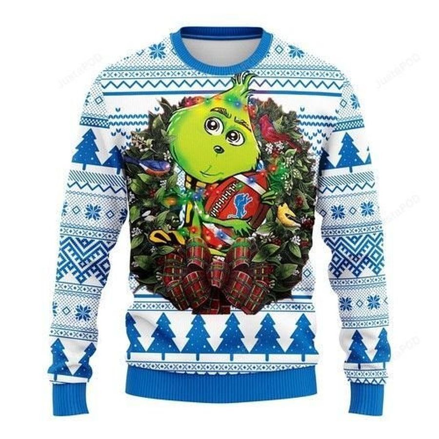 Nfl Detroit Lions Grinch Hug Ugly Christmas Sweater All Over