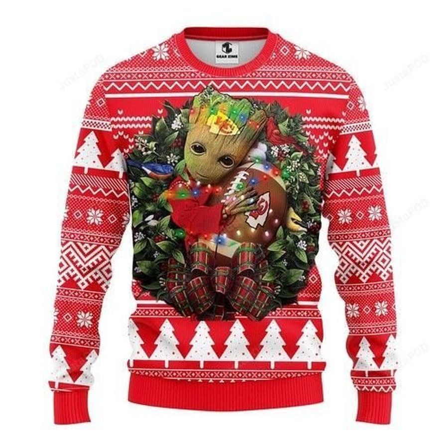Nfl Kansas City Chiefs Groot Hug Ugly Christmas Sweater All