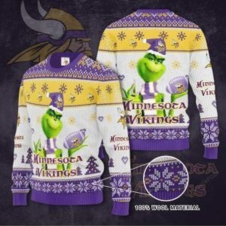 NFL Minnesota Vikings Grinch Winter Ugly Christmas Sweater All Over