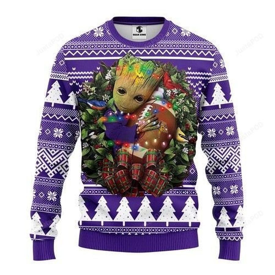 Nfl Minnesota Vikings Groot Hug Ugly Christmas Sweater All Over