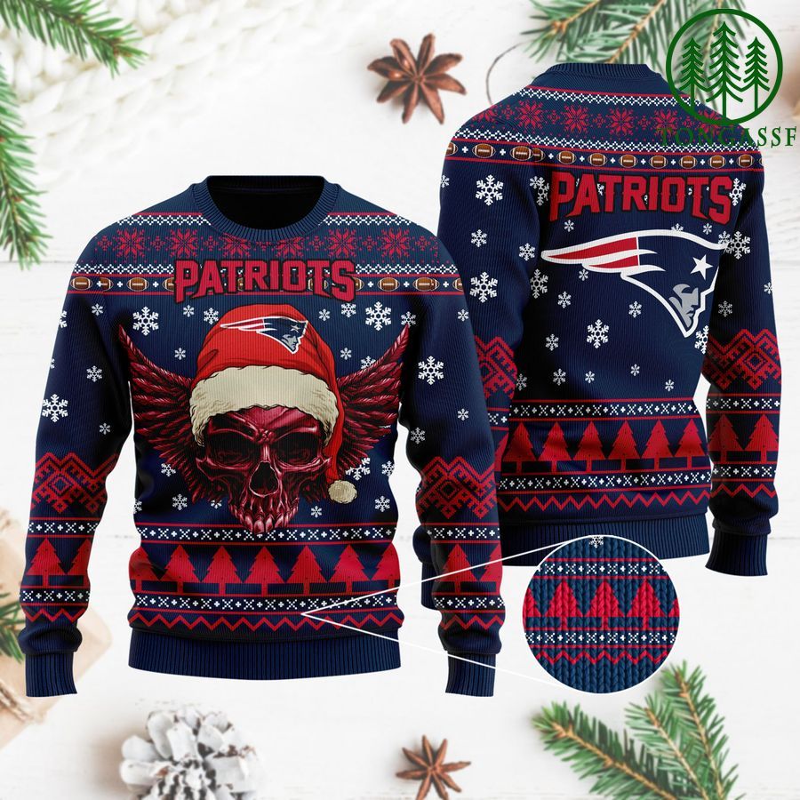 NFL New England Patriots Golden Skull Christmas Ugly Sweater