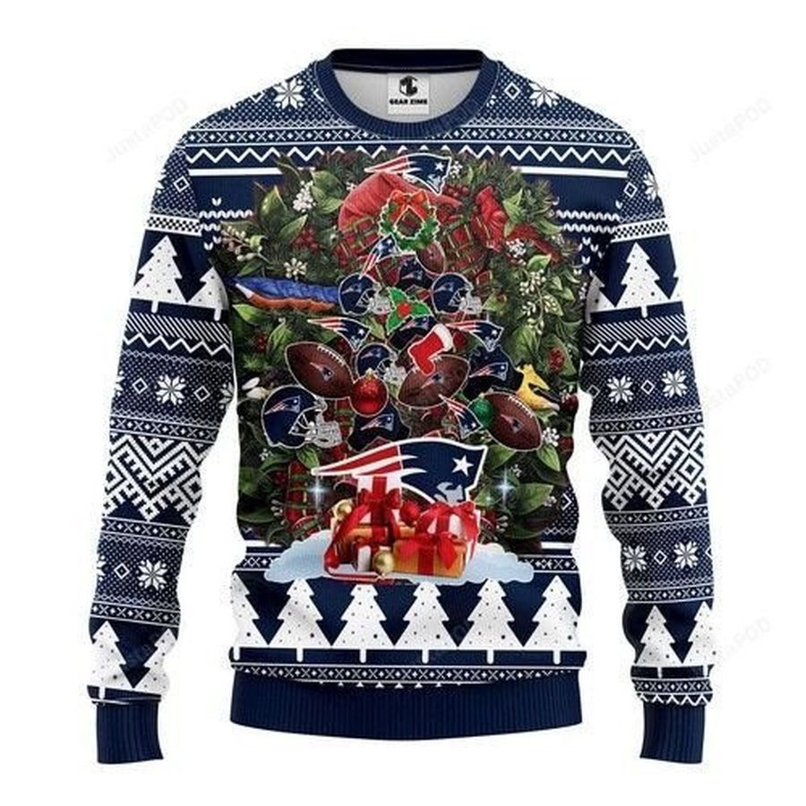 Nfl New England Patriots Tree Christmas Ugly Christmas Sweater All