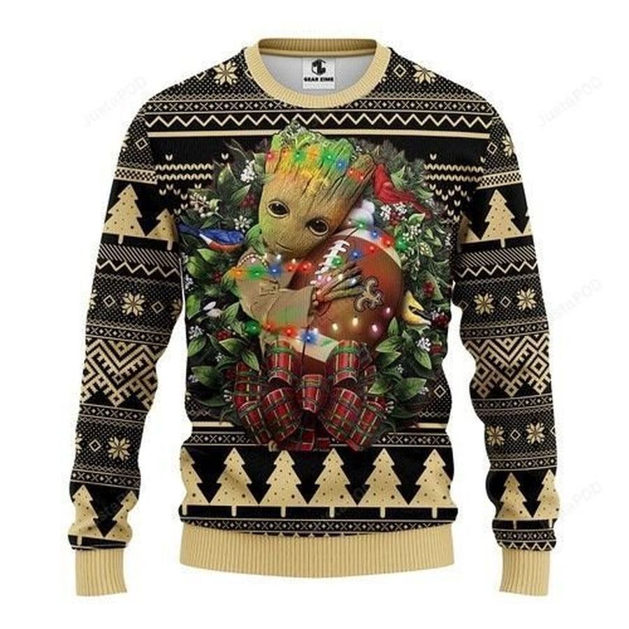 Nfl New Orleans Saints Groot Hug Ugly Christmas Sweater All