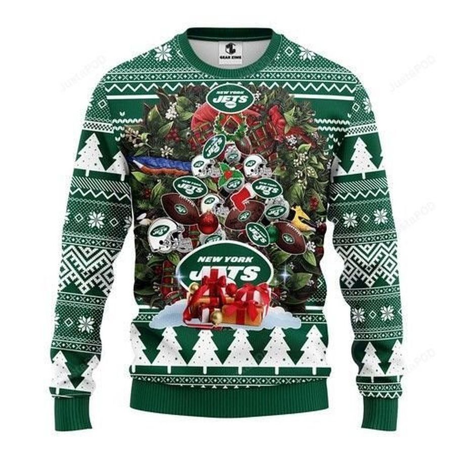 Nfl New York Jets Tree Christmas Ugly Christmas Sweater All