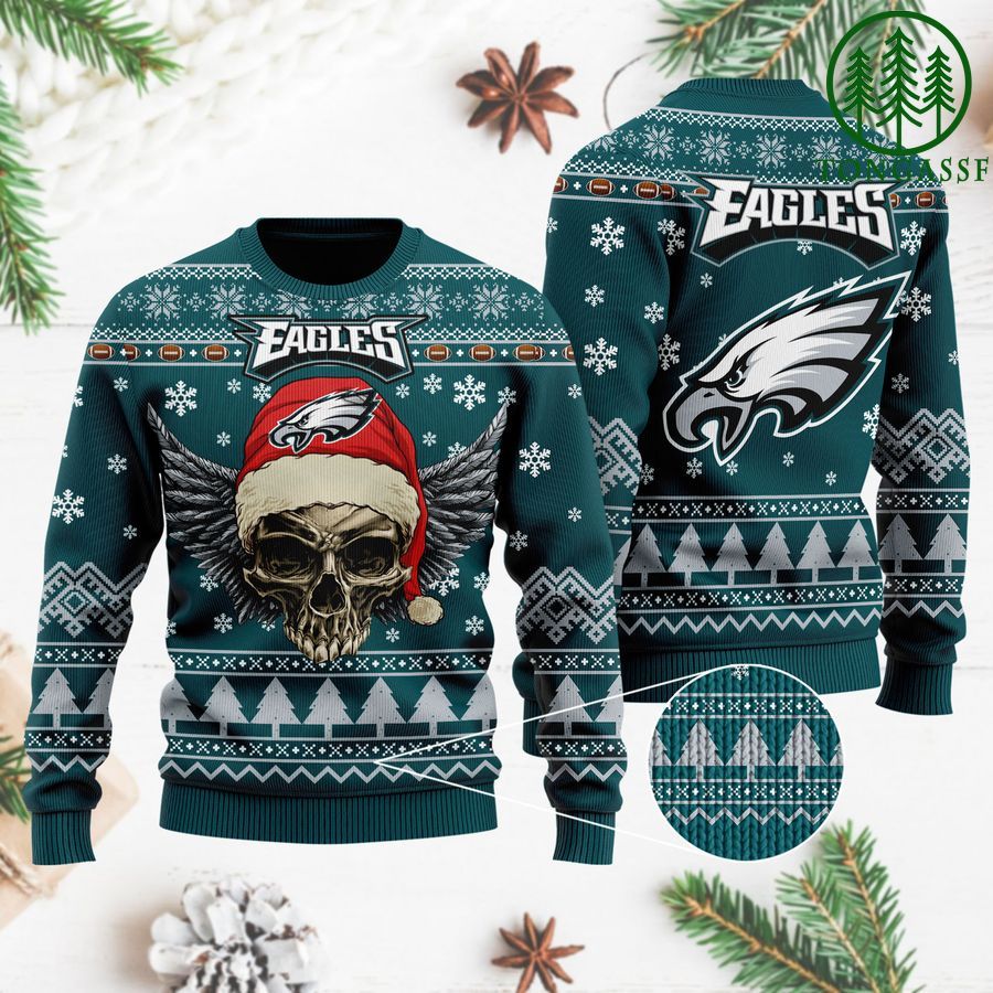 NFL Philadelphia Eagles Golden Skull Christmas Ugly Sweater