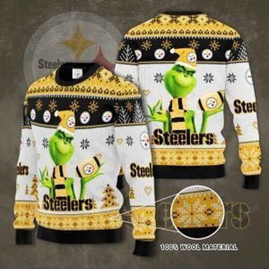 NFL Pittsburgh Steelers American Football Grinch Ugly Christmas Sweater All