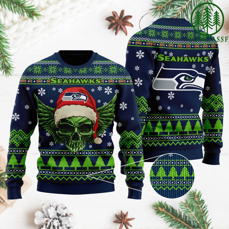 NFL Seattle Seahawks Golden Skull Christmas Ugly Sweater