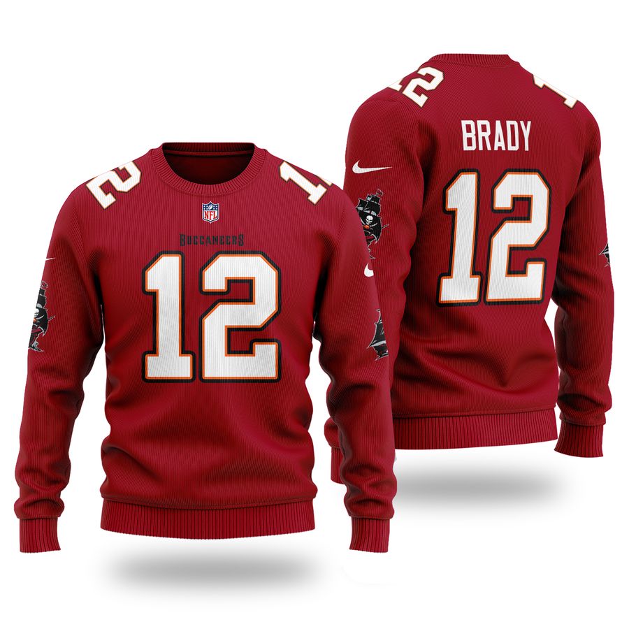 NFL TAMPA BAY BUCCANEERS Tom Brady 12 red Sweater